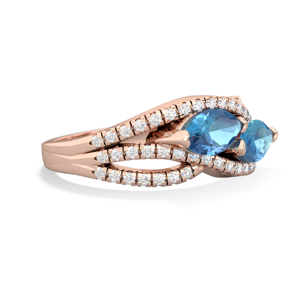 Blue Topaz Diamond Rivers 14K Rose Gold ring R3070