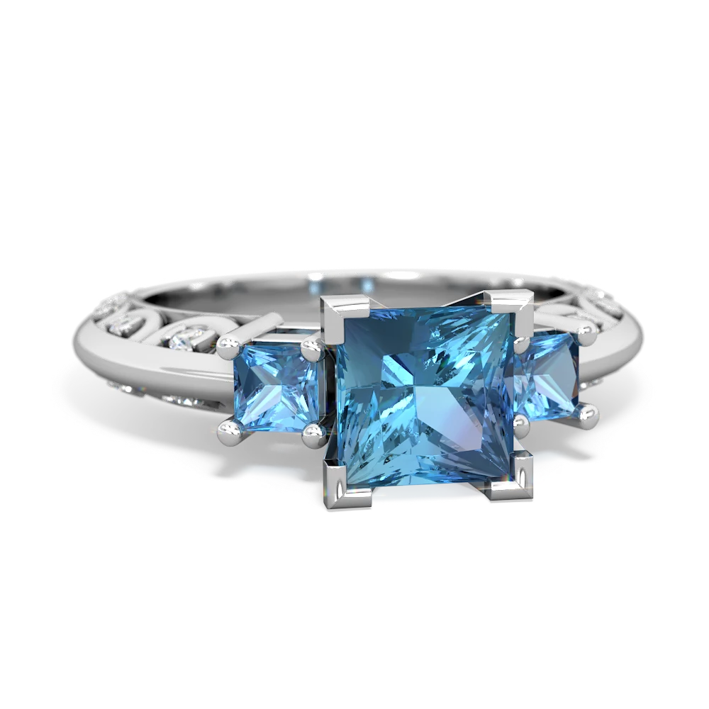 Blue Topaz Eternal Embrace Engagement 14K White Gold ring C2001