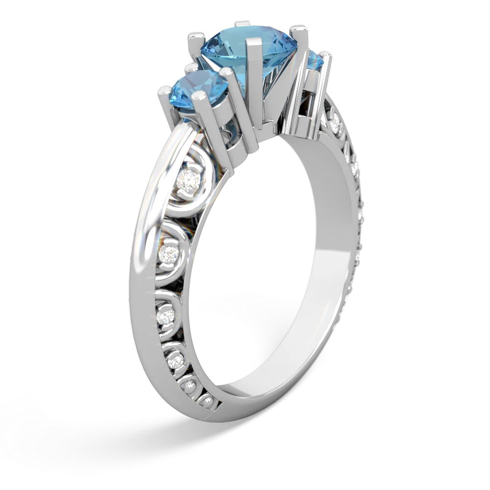 Blue Topaz Art Deco Eternal Embrace Engagement 14K White Gold ring C2003