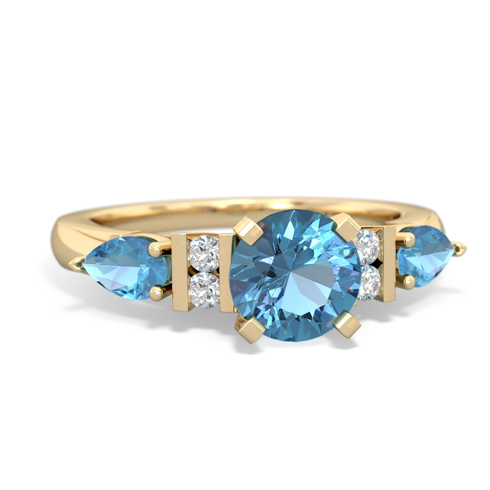 Blue Topaz 6Mm Round Eternal Embrace Engagement 14K Yellow Gold ring R2005