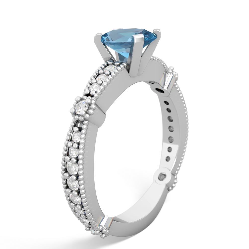 Blue Topaz Sparkling Tiara 7X5mm Oval 14K White Gold ring R26297VL