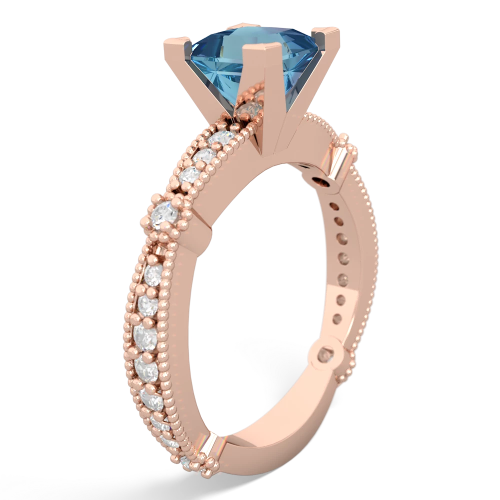 Blue Topaz Sparkling Tiara 6Mm Princess 14K Rose Gold ring R26296SQ