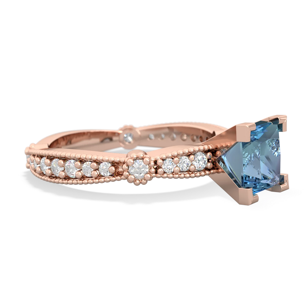 Blue Topaz Sparkling Tiara 6Mm Princess 14K Rose Gold ring R26296SQ