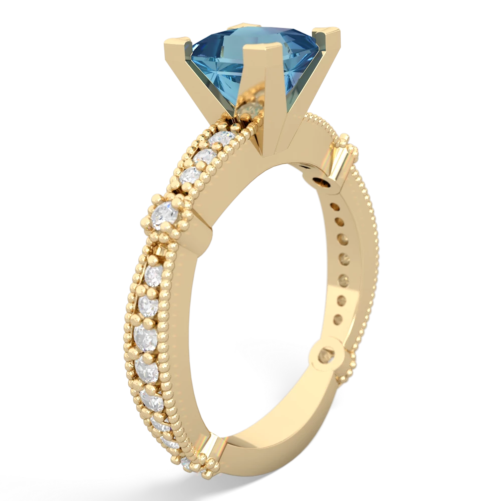 Blue Topaz Sparkling Tiara 6Mm Princess 14K Yellow Gold ring R26296SQ