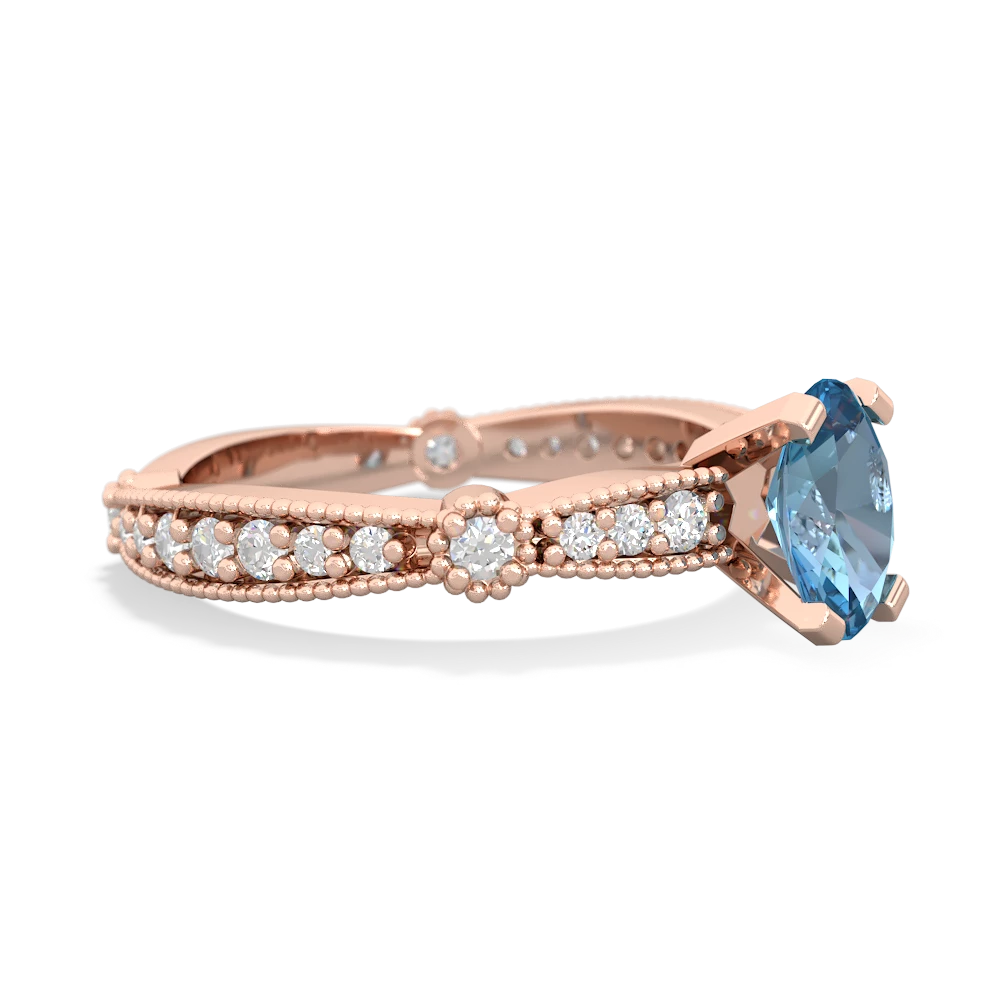 Blue Topaz Sparkling Tiara 7X5mm Oval 14K Rose Gold ring R26297VL