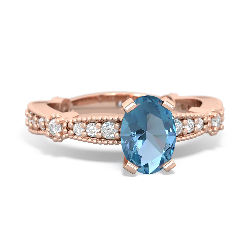 Blue Topaz Sparkling Tiara 7X5mm Oval 14K Rose Gold ring R26297VL