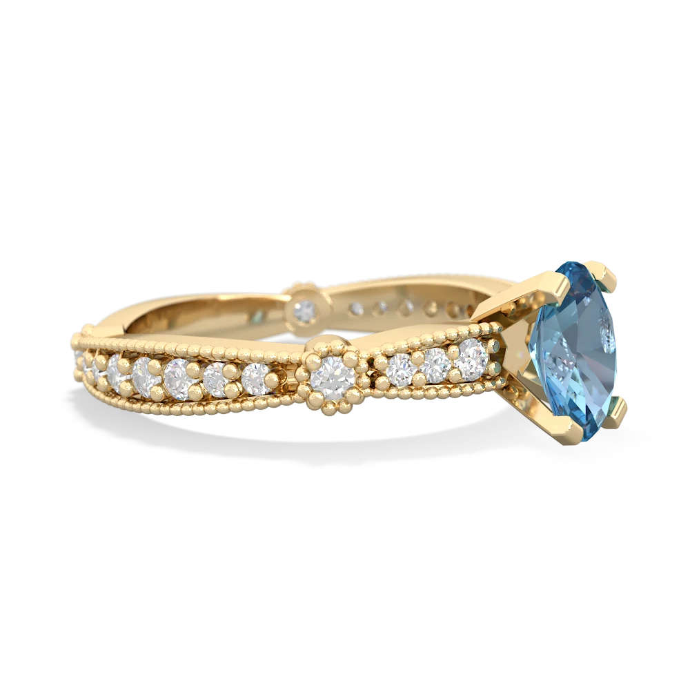 Blue Topaz Sparkling Tiara 7X5mm Oval 14K Yellow Gold ring R26297VL