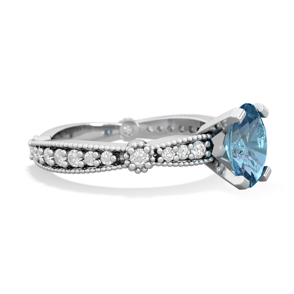 Blue Topaz Sparkling Tiara 8X6 Oval 14K White Gold ring R26298VL