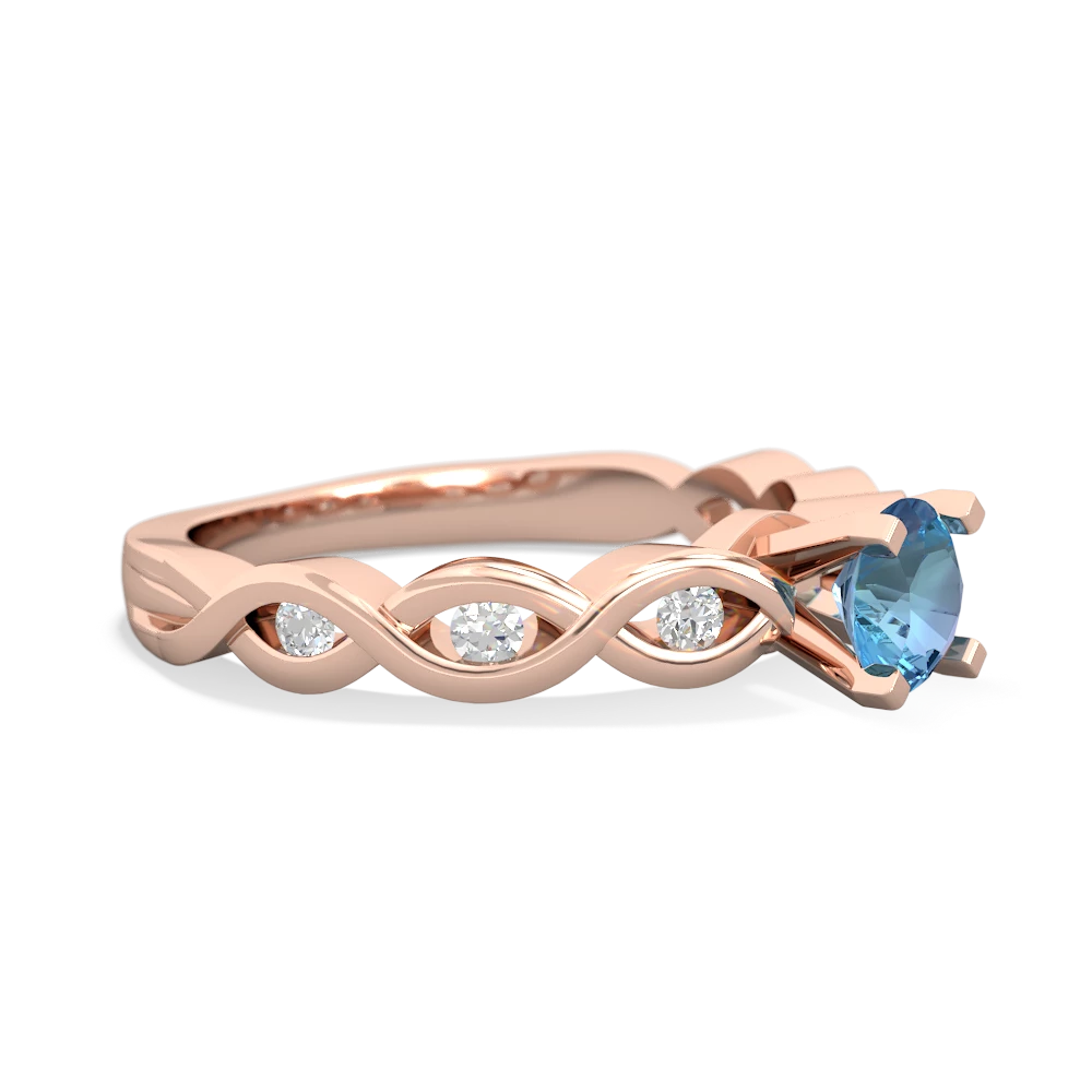 Blue Topaz Infinity 5Mm Round Engagement 14K Rose Gold ring R26315RD