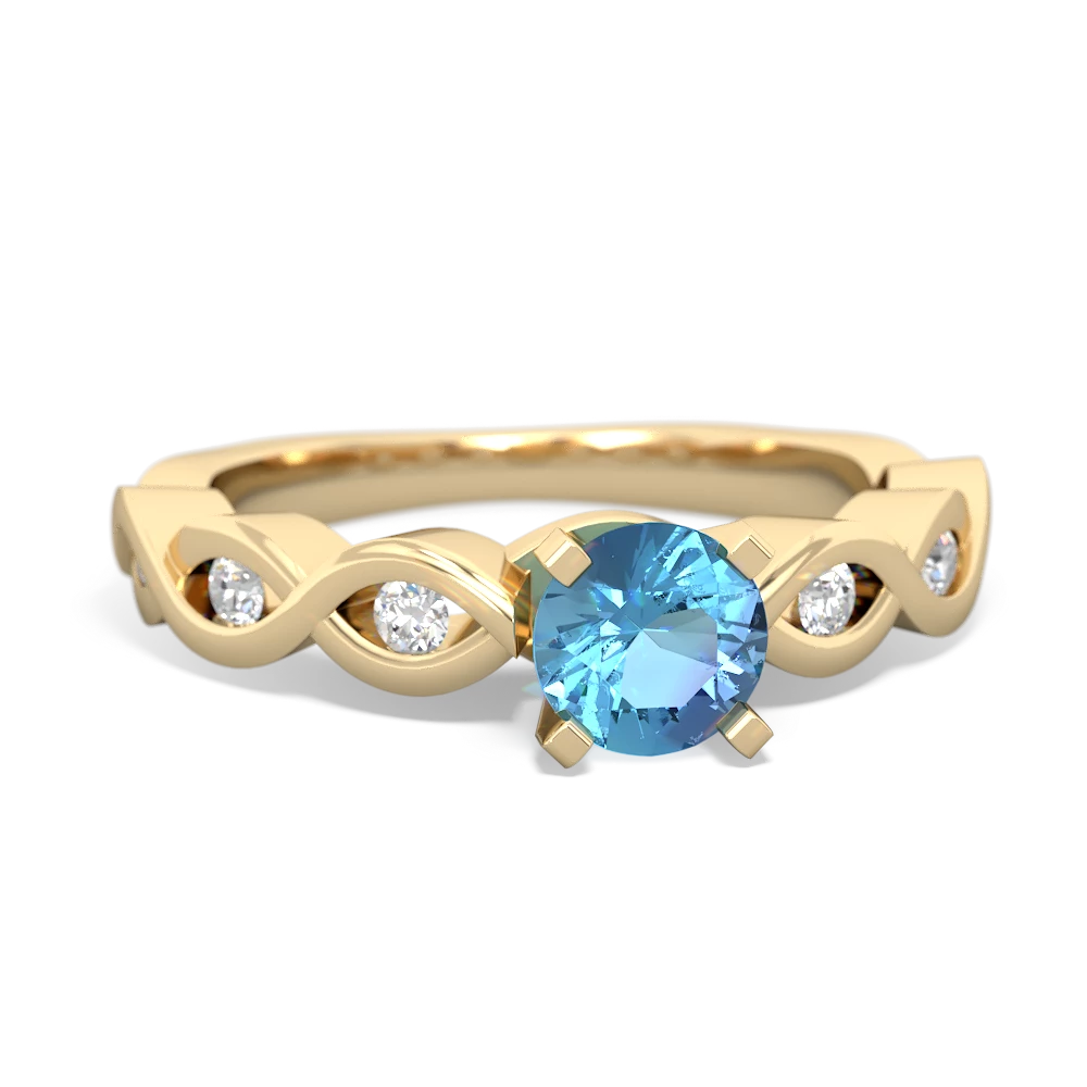 Blue Topaz Infinity 5Mm Round Engagement 14K Yellow Gold ring R26315RD