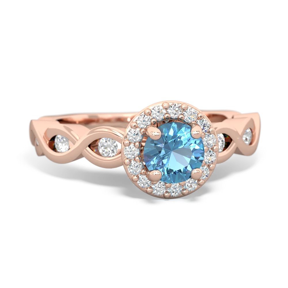 Blue Topaz Infinity Halo Engagement 14K Rose Gold ring R26315RH