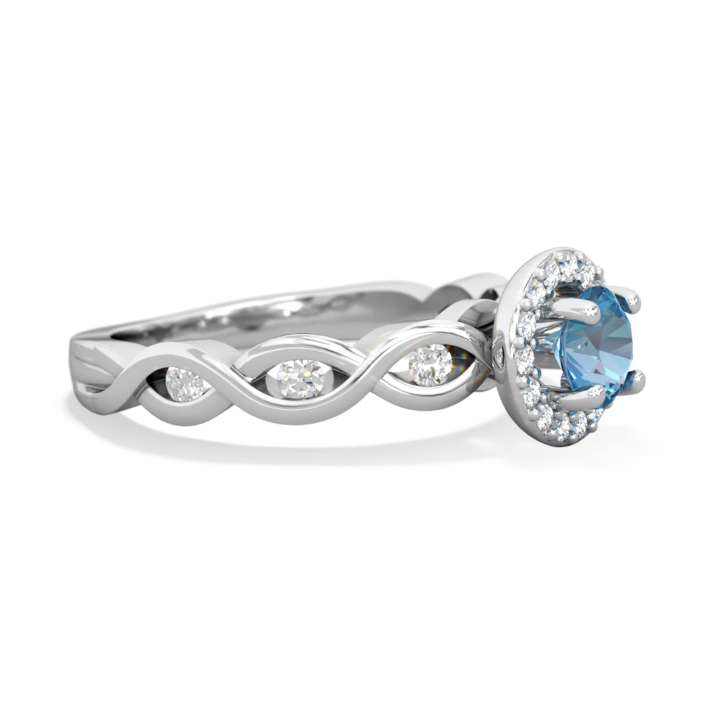 Blue Topaz Infinity Halo Engagement 14K White Gold ring R26315RH