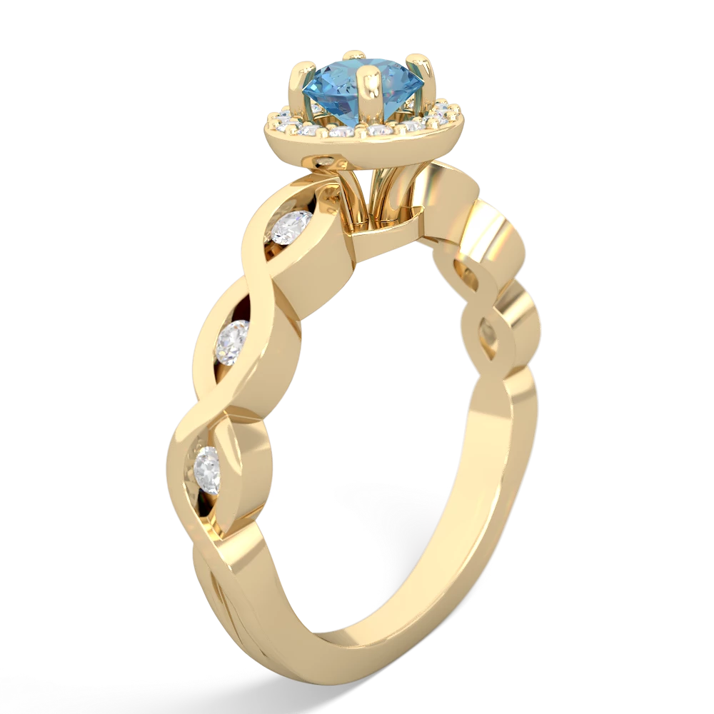 Blue Topaz Infinity Halo Engagement 14K Yellow Gold ring R26315RH