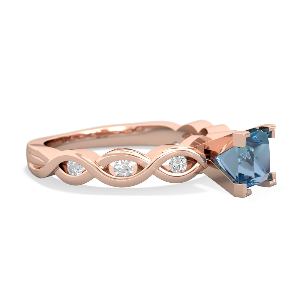 Blue Topaz Infinity 5Mm Square Engagement 14K Rose Gold ring R26315SQ