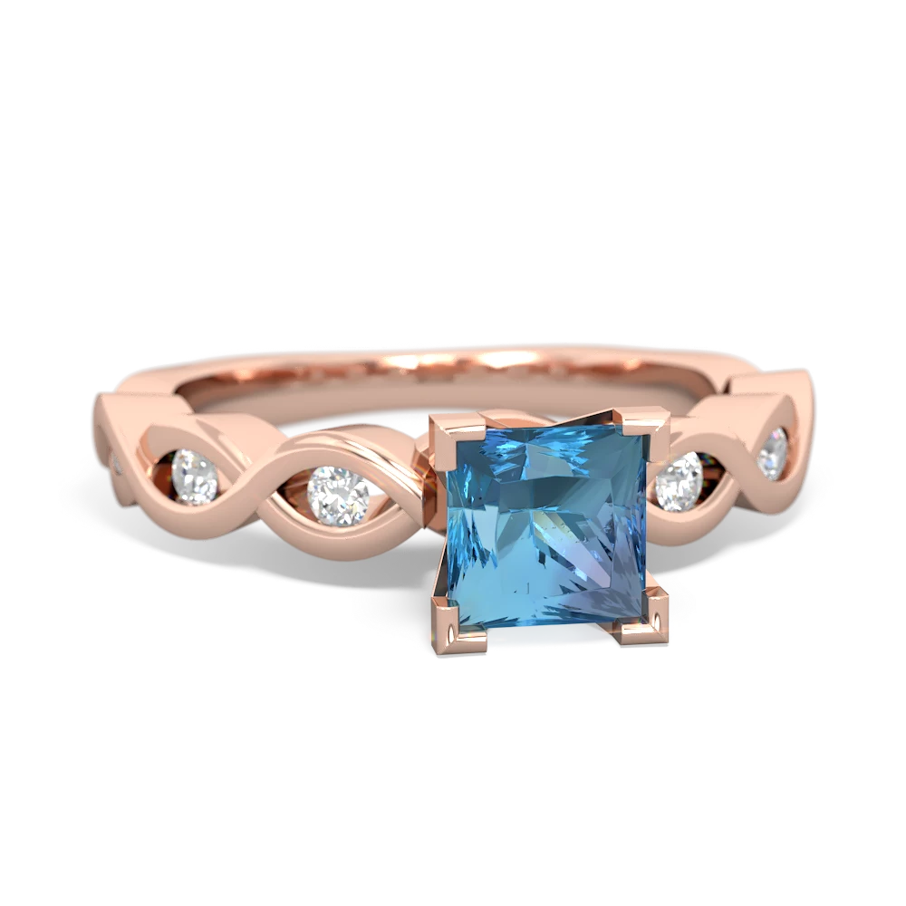 Blue Topaz Infinity 5Mm Square Engagement 14K Rose Gold ring R26315SQ