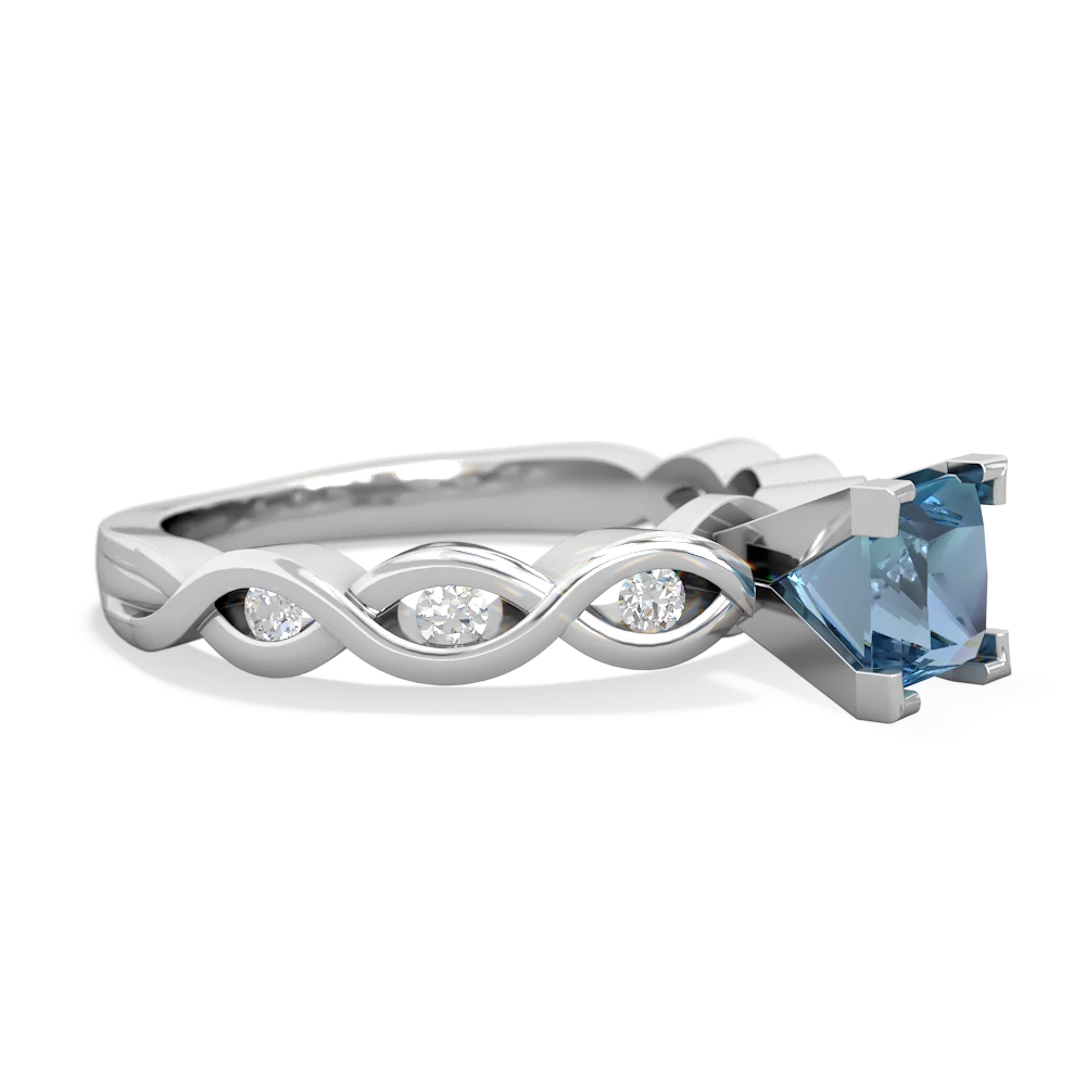 Blue Topaz Infinity 5Mm Square Engagement 14K White Gold ring R26315SQ