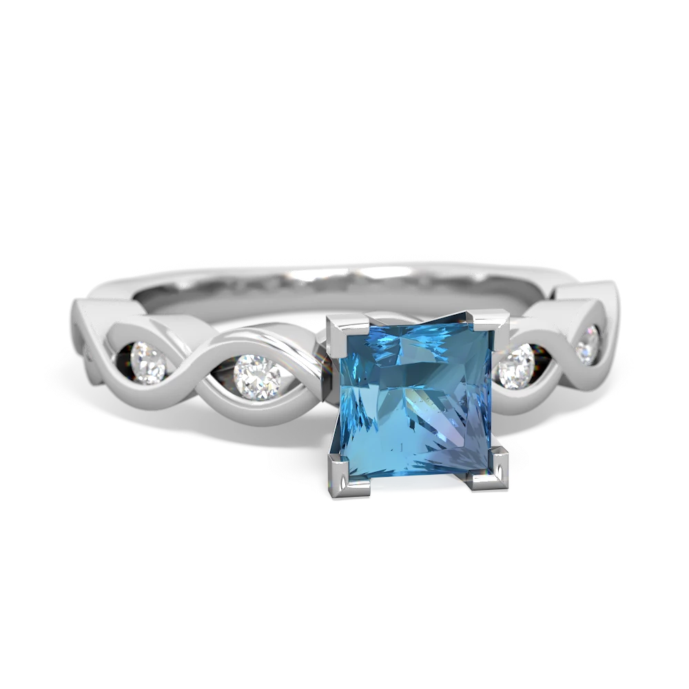 Blue Topaz Infinity 5Mm Square Engagement 14K White Gold ring R26315SQ