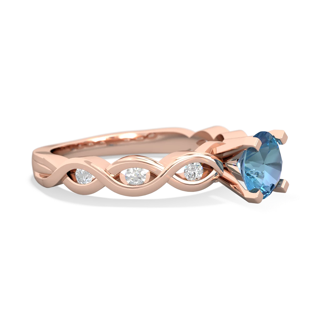 Blue Topaz Infinity 6Mm Round Engagement 14K Rose Gold ring R26316RD