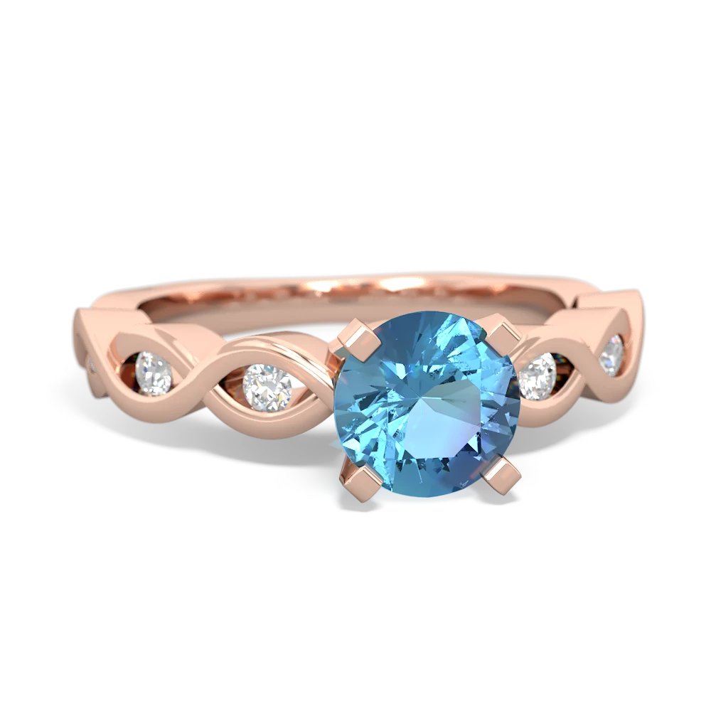 Blue Topaz Infinity 6Mm Round Engagement 14K Rose Gold ring R26316RD