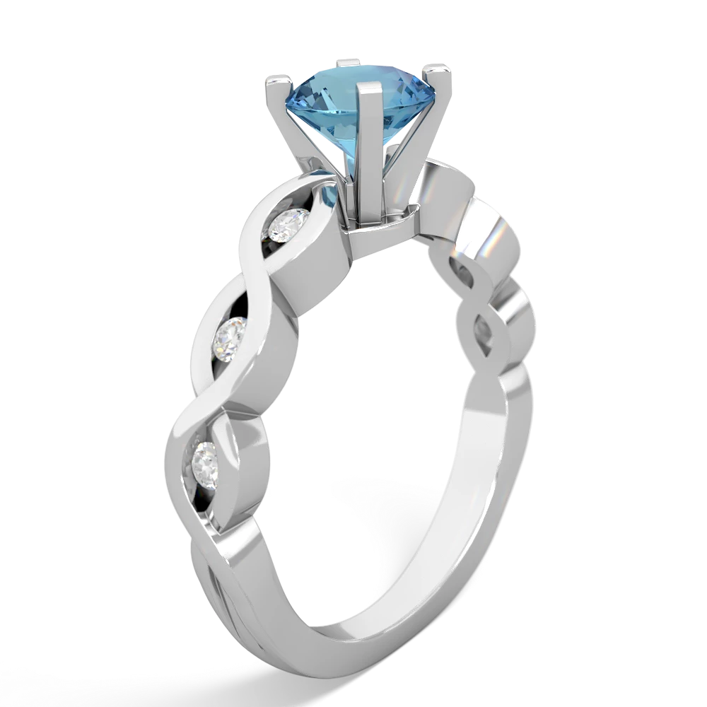 Blue Topaz Infinity 6Mm Round Engagement 14K White Gold ring R26316RD