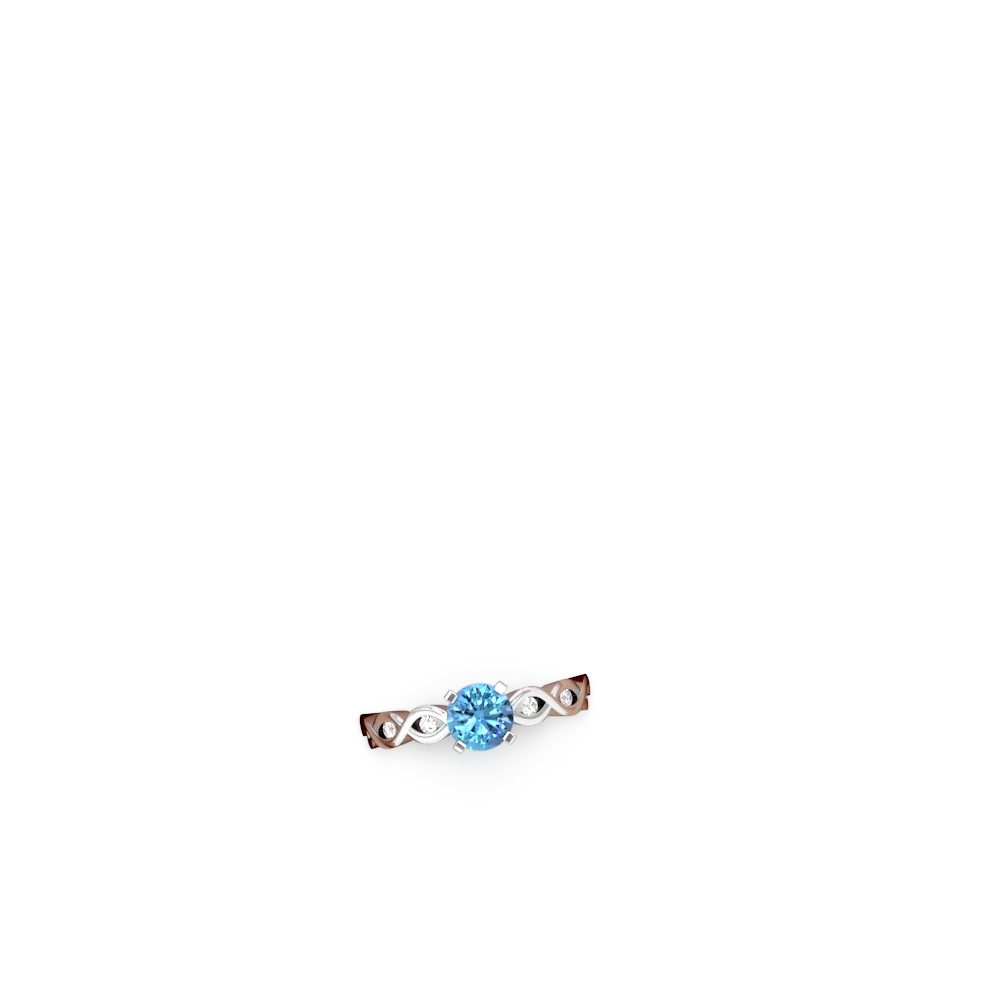 Blue Topaz Infinity 6Mm Round Engagement 14K White Gold ring R26316RD