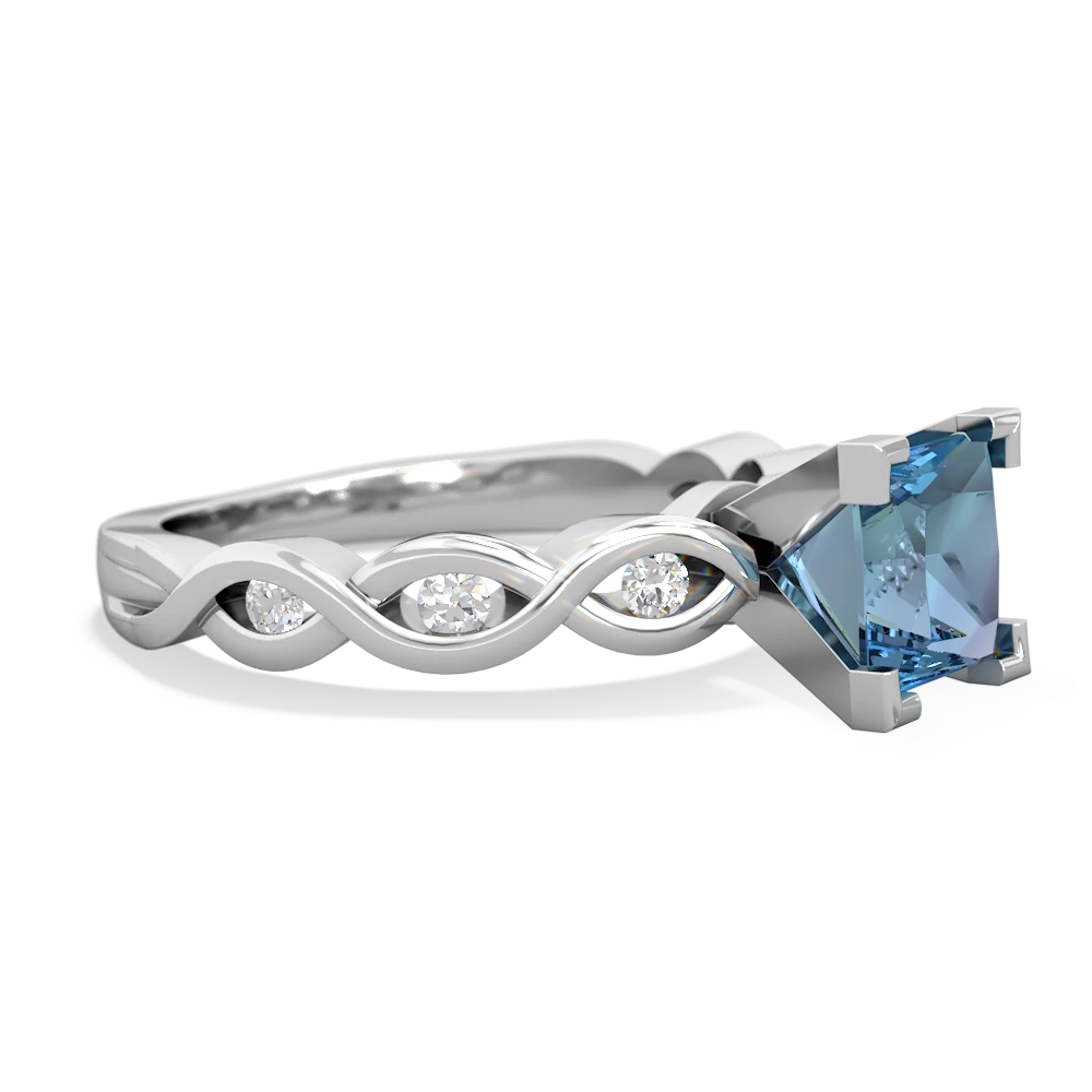 Blue Topaz Infinity 6Mm Princess Engagement 14K White Gold ring R26316SQ