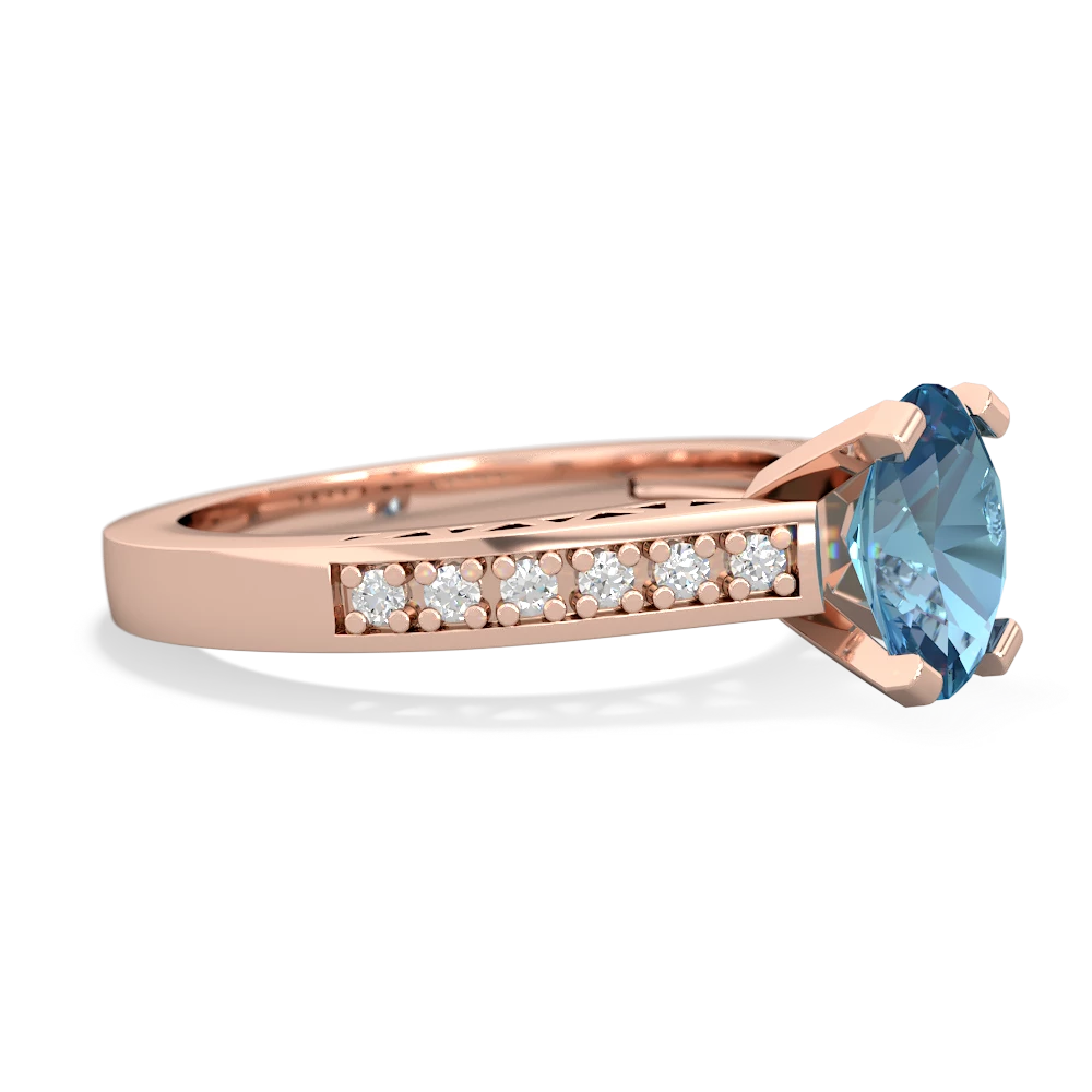 Blue Topaz Art Deco Engagement 8X6mm Oval 14K Rose Gold ring R26358VL