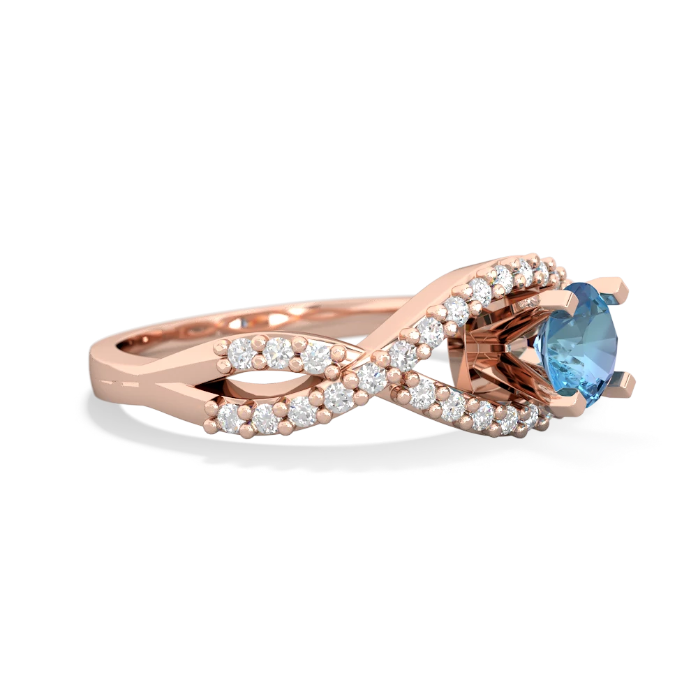 Blue Topaz Diamond Twist 5Mm Round Engagment  14K Rose Gold ring R26405RD