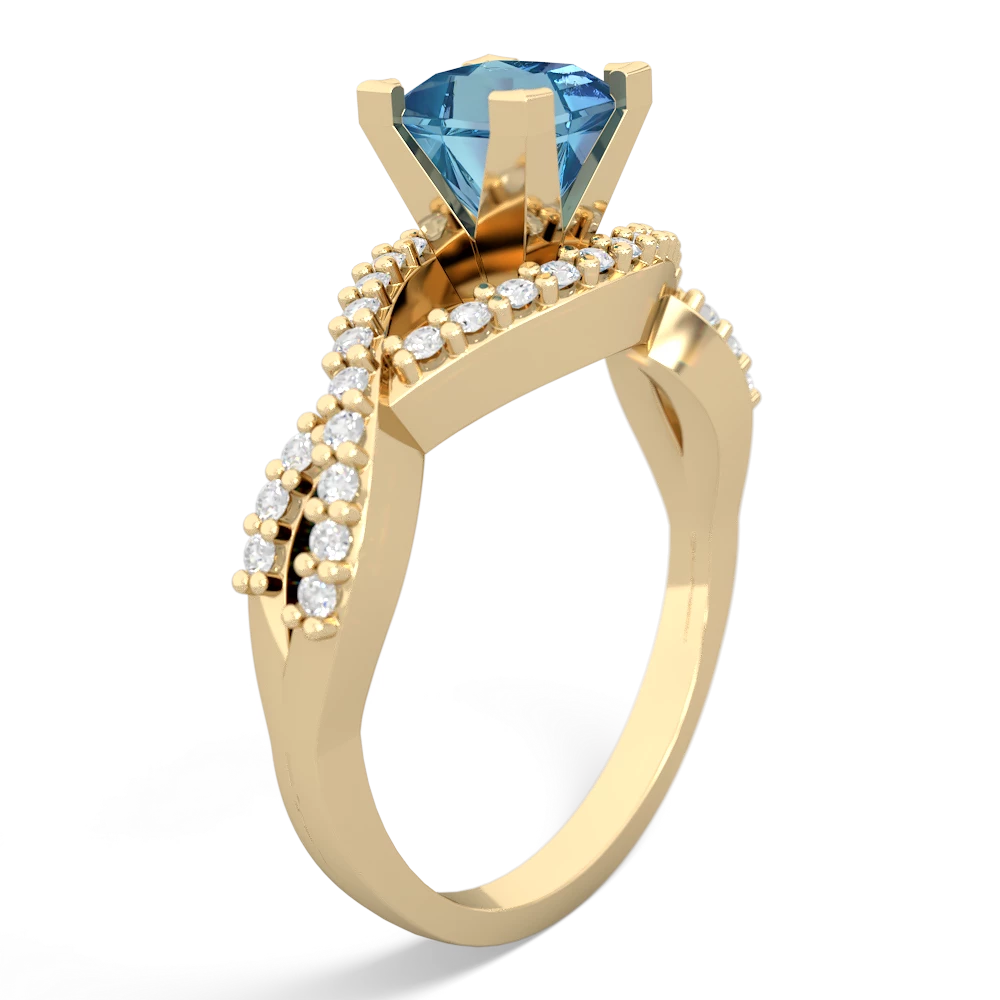 Blue Topaz Diamond Twist 5Mm Square Engagment  14K Yellow Gold ring R26405SQ