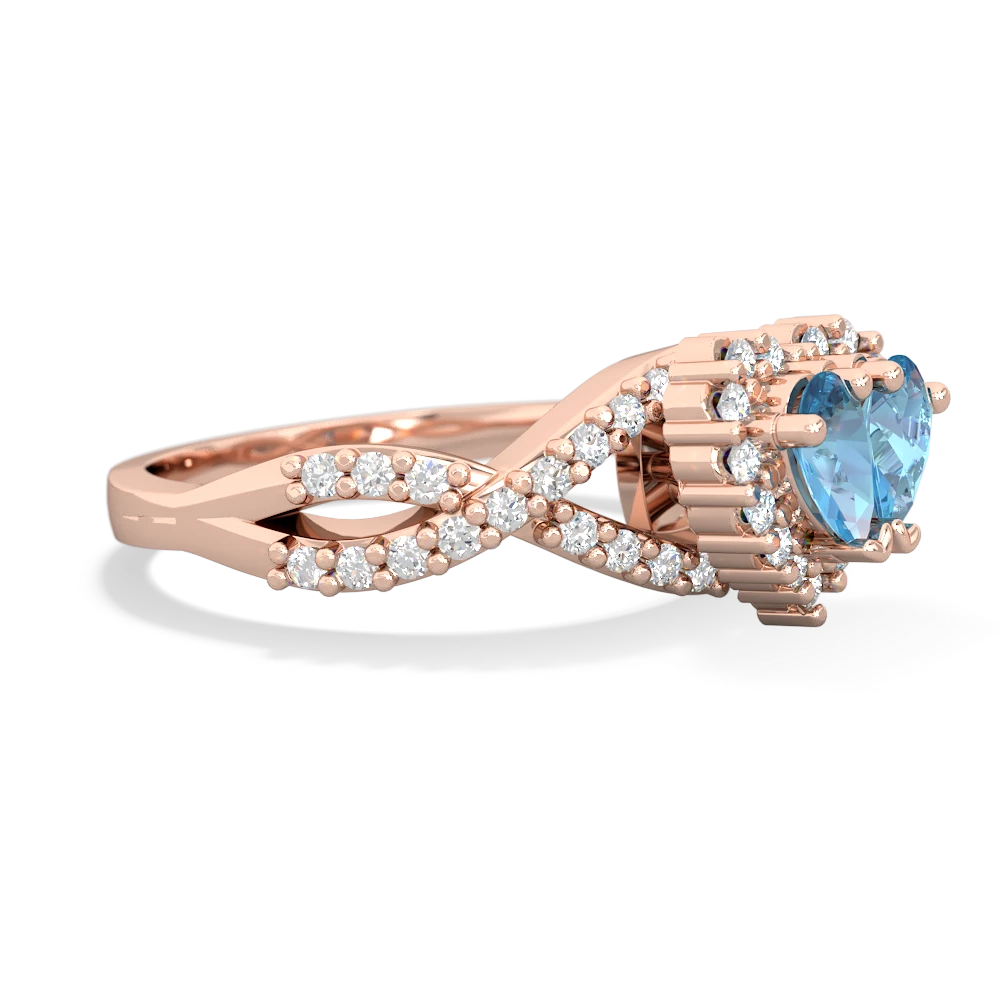 Blue Topaz Diamond Twist 'One Heart' 14K Rose Gold ring R2640HRT