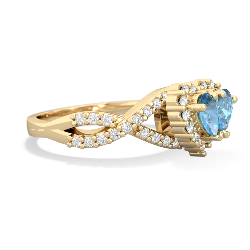 Blue Topaz Diamond Twist 'One Heart' 14K Yellow Gold ring R2640HRT