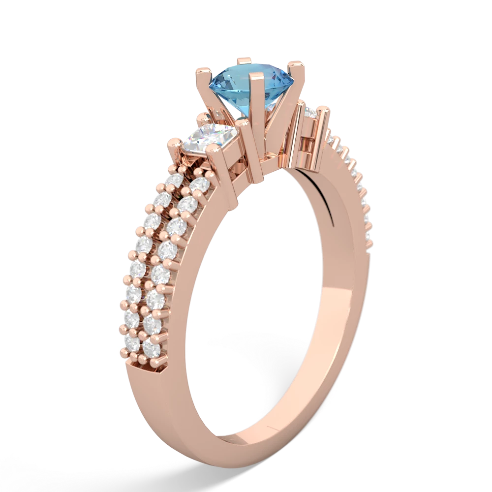 Blue Topaz Classic 5Mm Round Engagement 14K Rose Gold ring R26435RD