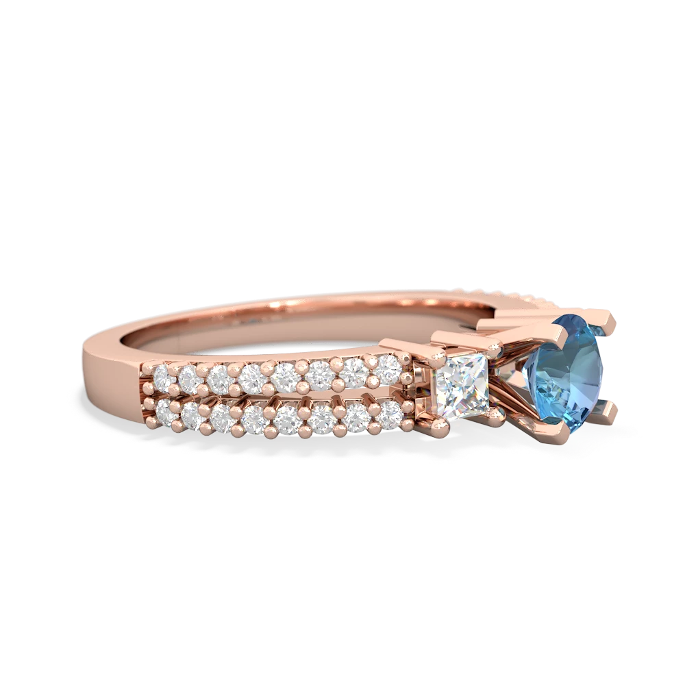 Blue Topaz Classic 5Mm Round Engagement 14K Rose Gold ring R26435RD