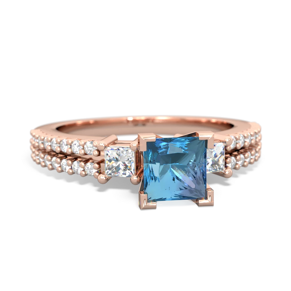 Blue Topaz Classic 5Mm Square Engagement 14K Rose Gold ring R26435SQ