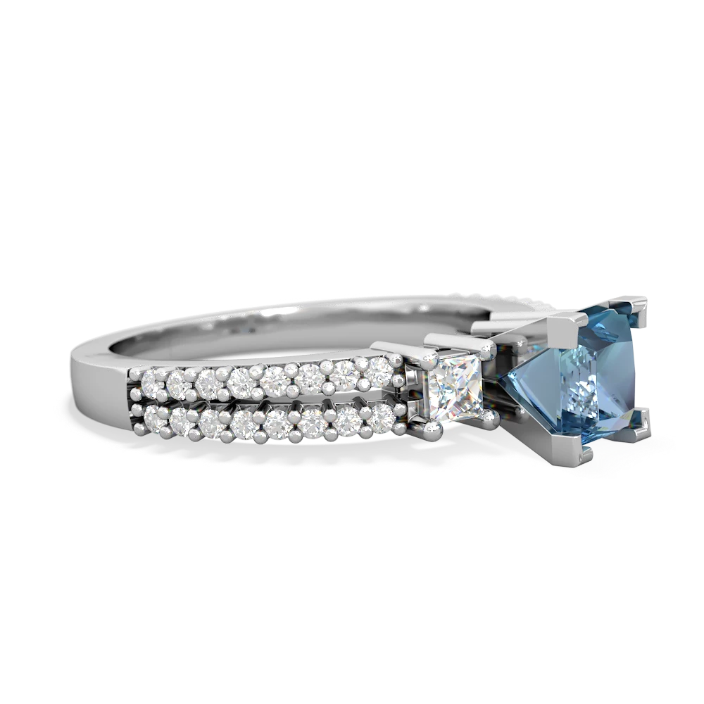 Blue Topaz Classic 5Mm Square Engagement 14K White Gold ring R26435SQ