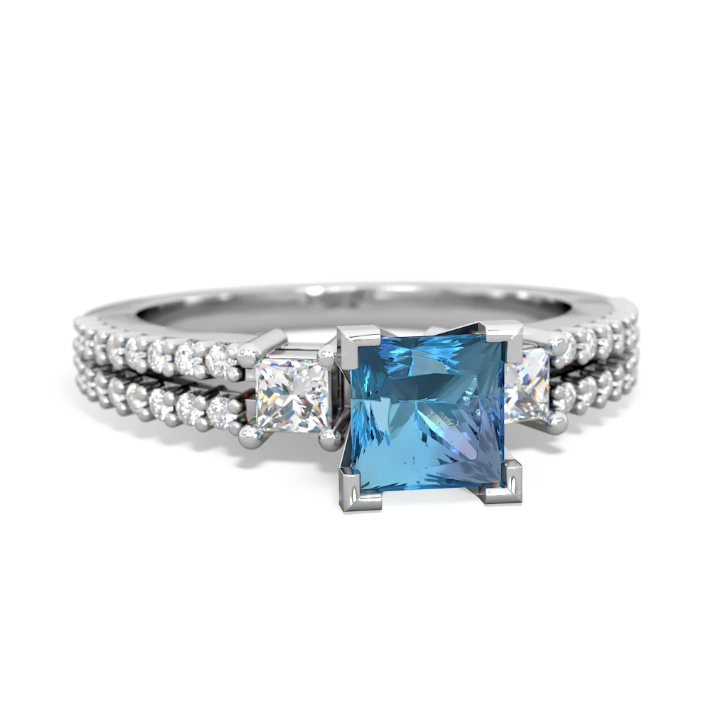 Blue Topaz Classic 5Mm Square Engagement 14K White Gold ring R26435SQ