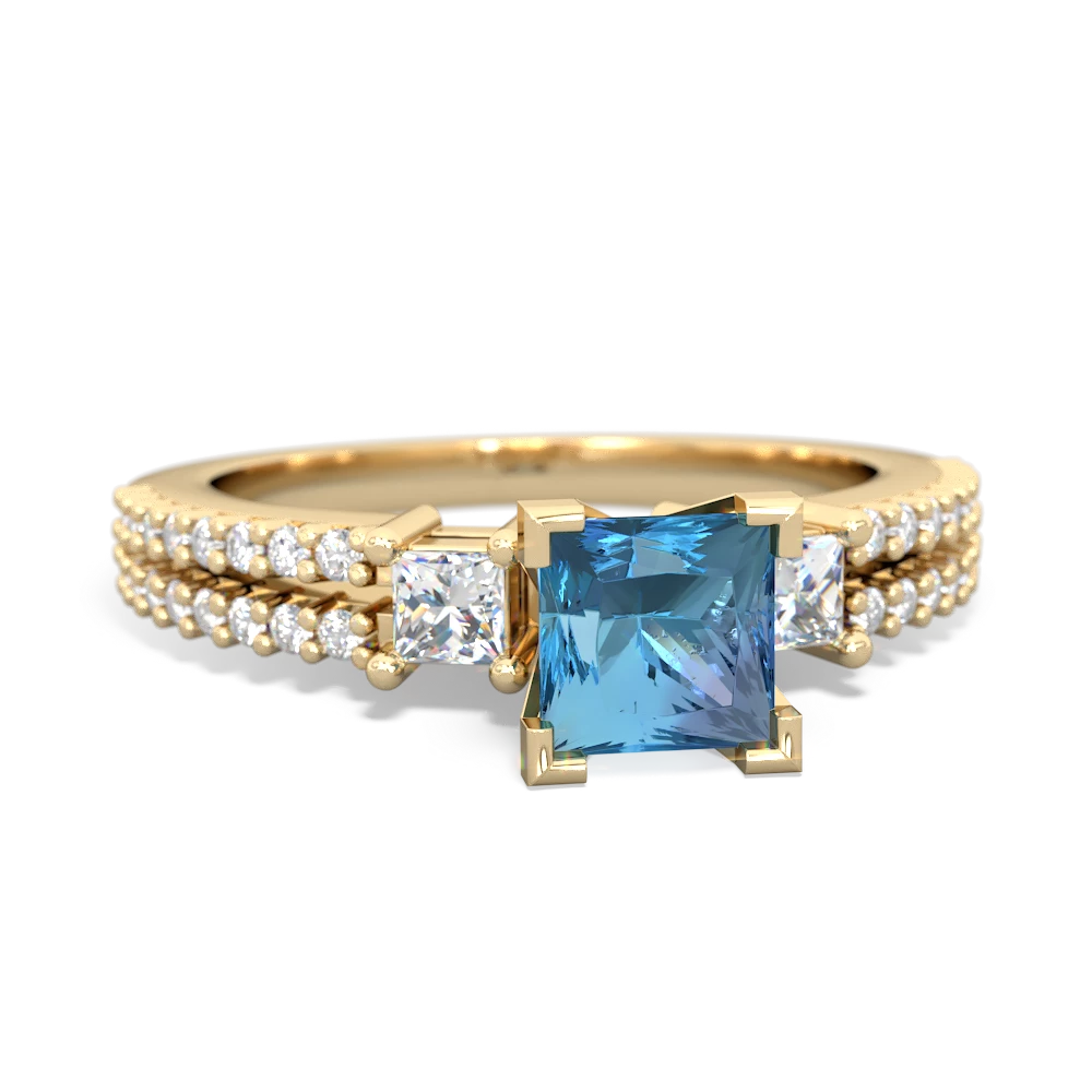 Blue Topaz Classic 5Mm Square Engagement 14K Yellow Gold ring R26435SQ