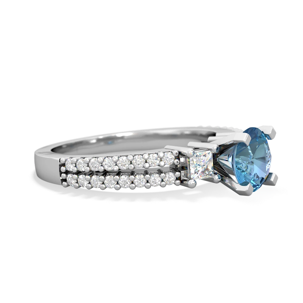 Blue Topaz Classic 6Mm Round Engagement 14K White Gold ring R26436RD