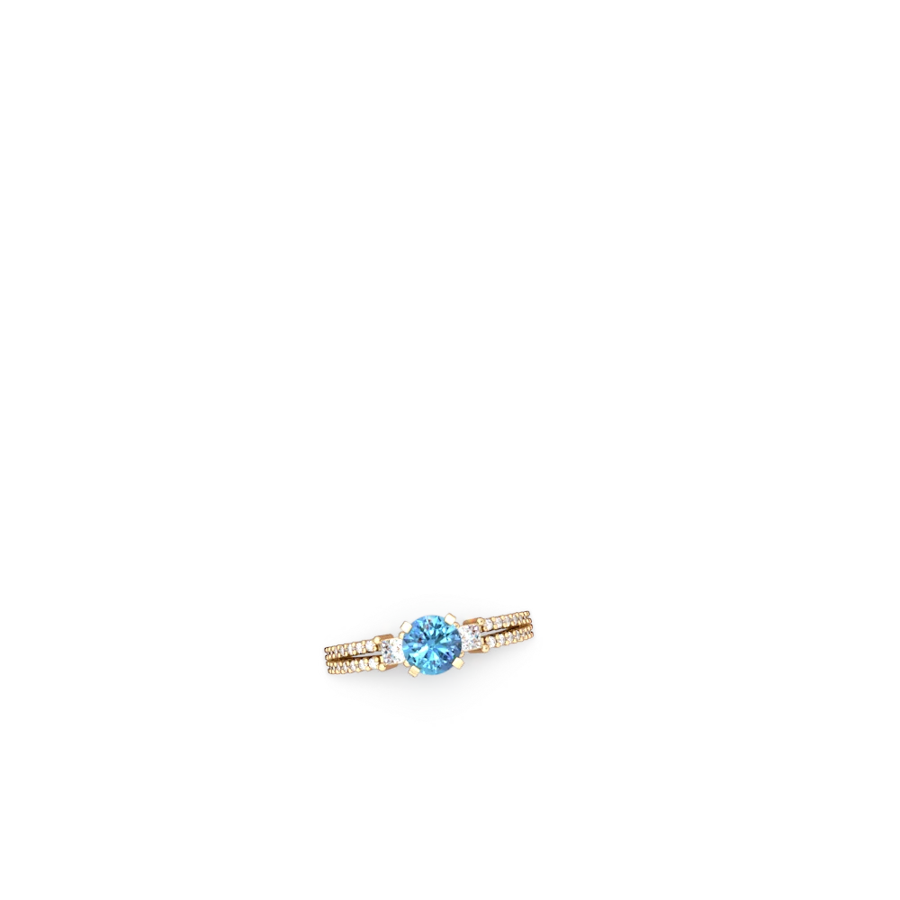 Blue Topaz Classic 6Mm Round Engagement 14K Yellow Gold ring R26436RD