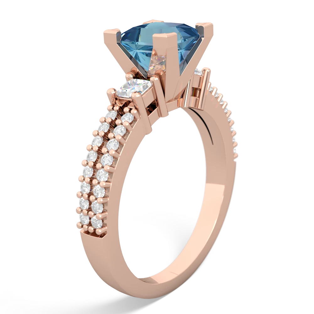 Blue Topaz Classic 6Mm Princess Engagement 14K Rose Gold ring R26436SQ