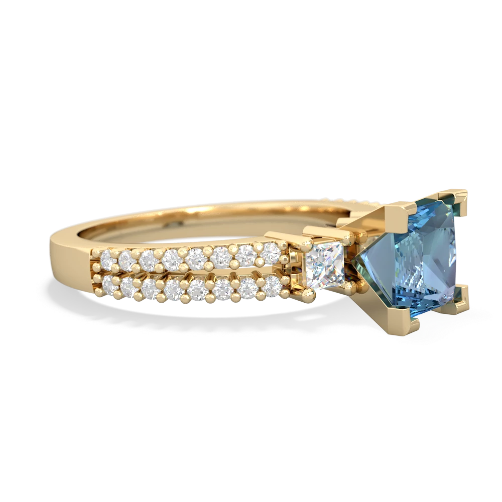 Blue Topaz Classic 6Mm Princess Engagement 14K Yellow Gold ring R26436SQ