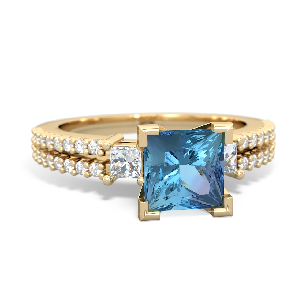 Blue Topaz Classic 6Mm Princess Engagement 14K Yellow Gold ring R26436SQ