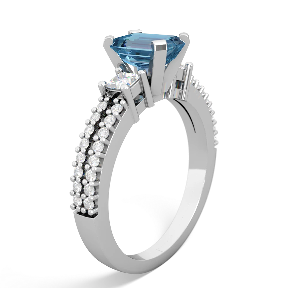 Blue Topaz Classic 7X5mm Emerald-Cut Engagement 14K White Gold ring R26437EM