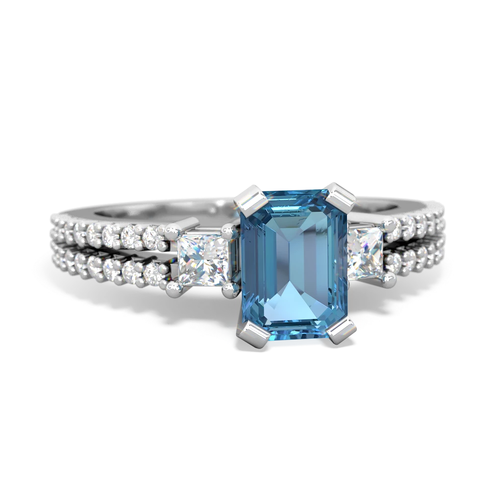 Blue Topaz Classic 7X5mm Emerald-Cut Engagement 14K White Gold ring R26437EM