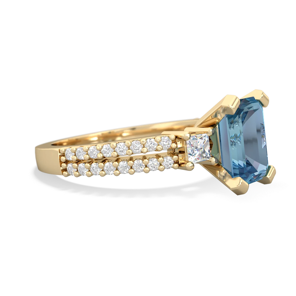 Blue Topaz Classic 8X6mm Emerald-Cut Engagement 14K Yellow Gold ring R26438EM