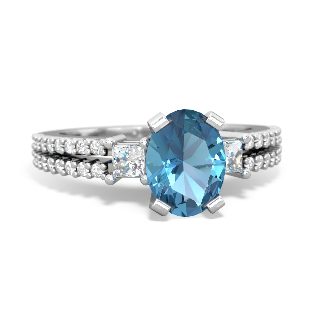 Blue Topaz Classic 8X6mm Oval Engagement 14K White Gold ring R26438VL