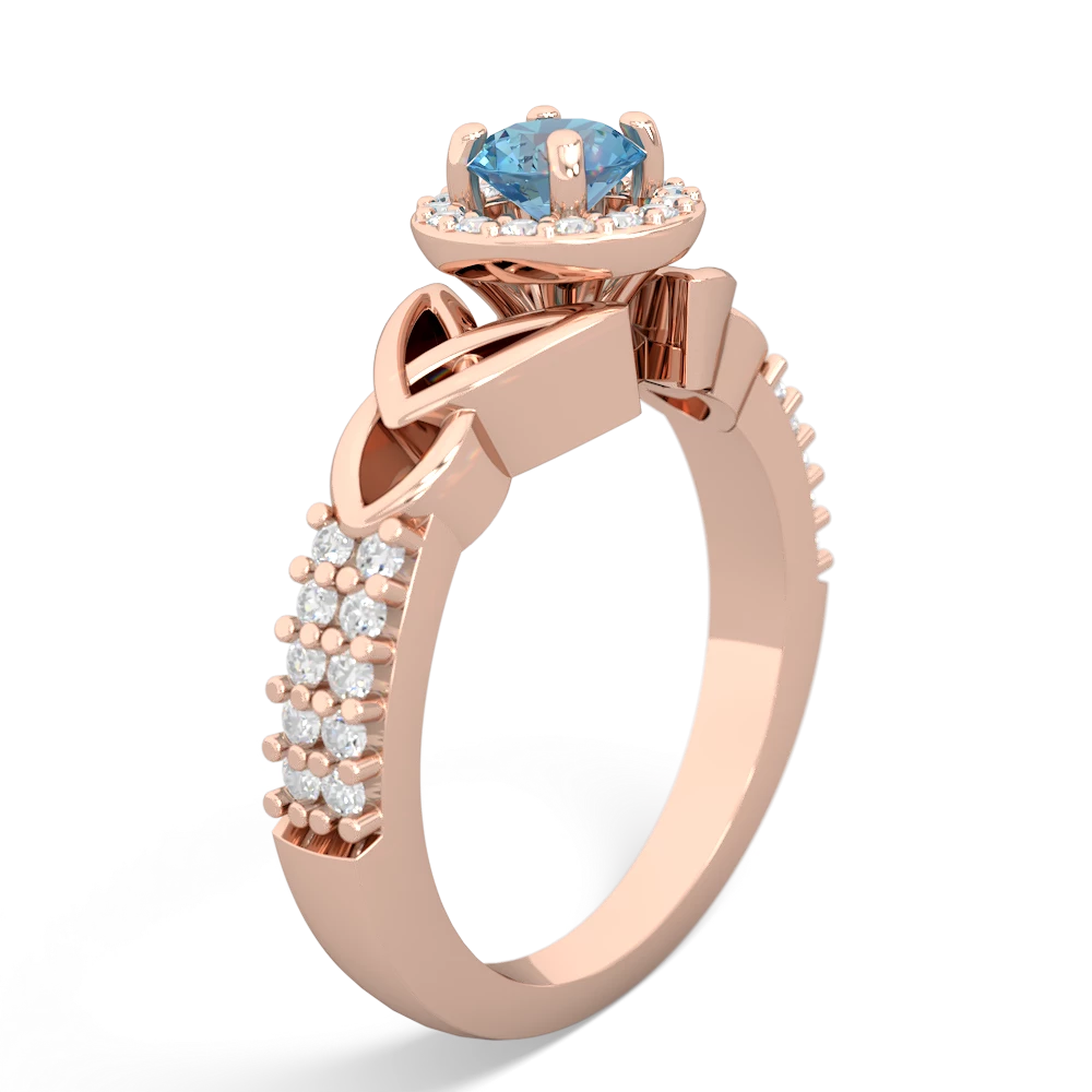 Blue Topaz Celtic Knot Halo 14K Rose Gold ring R26445RH