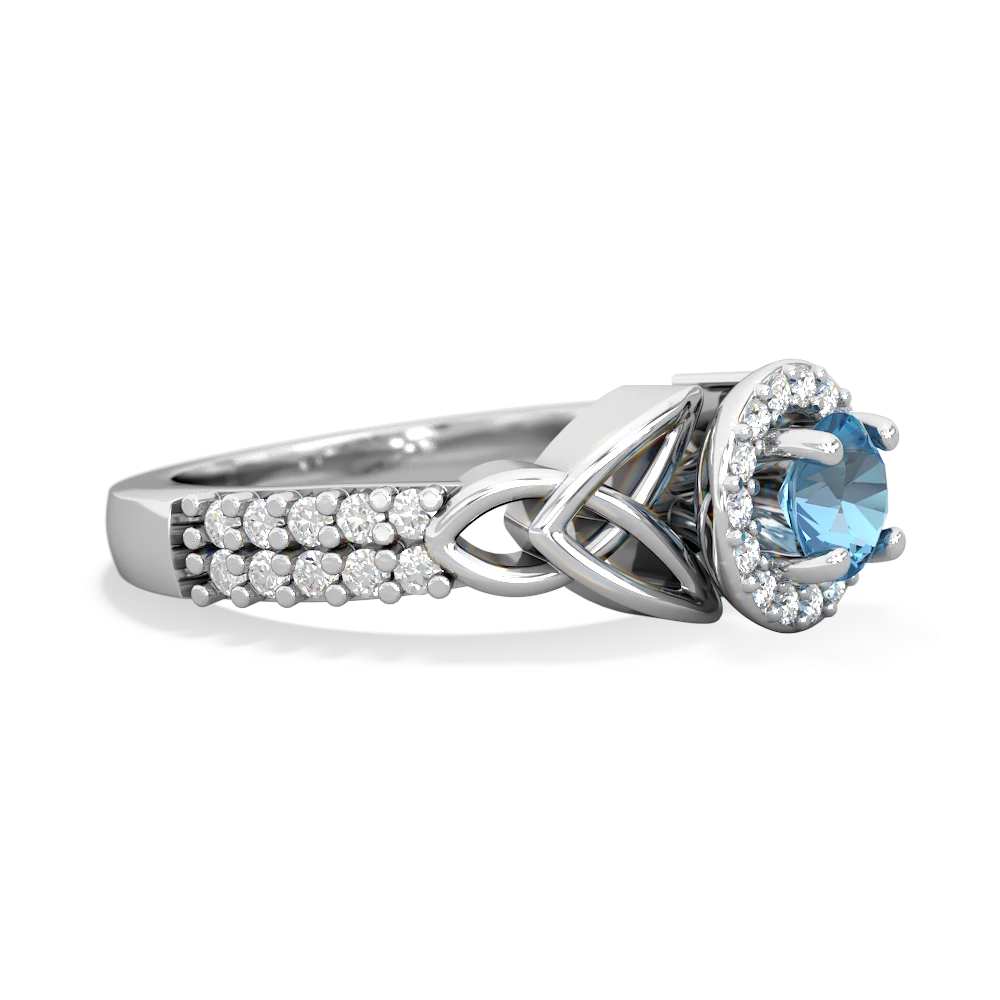 Blue Topaz Celtic Knot Halo 14K White Gold ring R26445RH