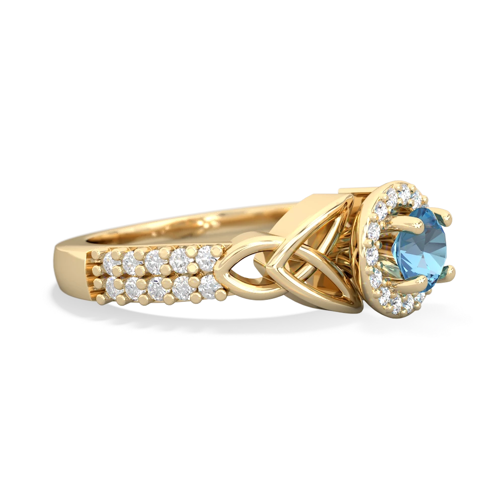 Blue Topaz Celtic Knot Halo 14K Yellow Gold ring R26445RH