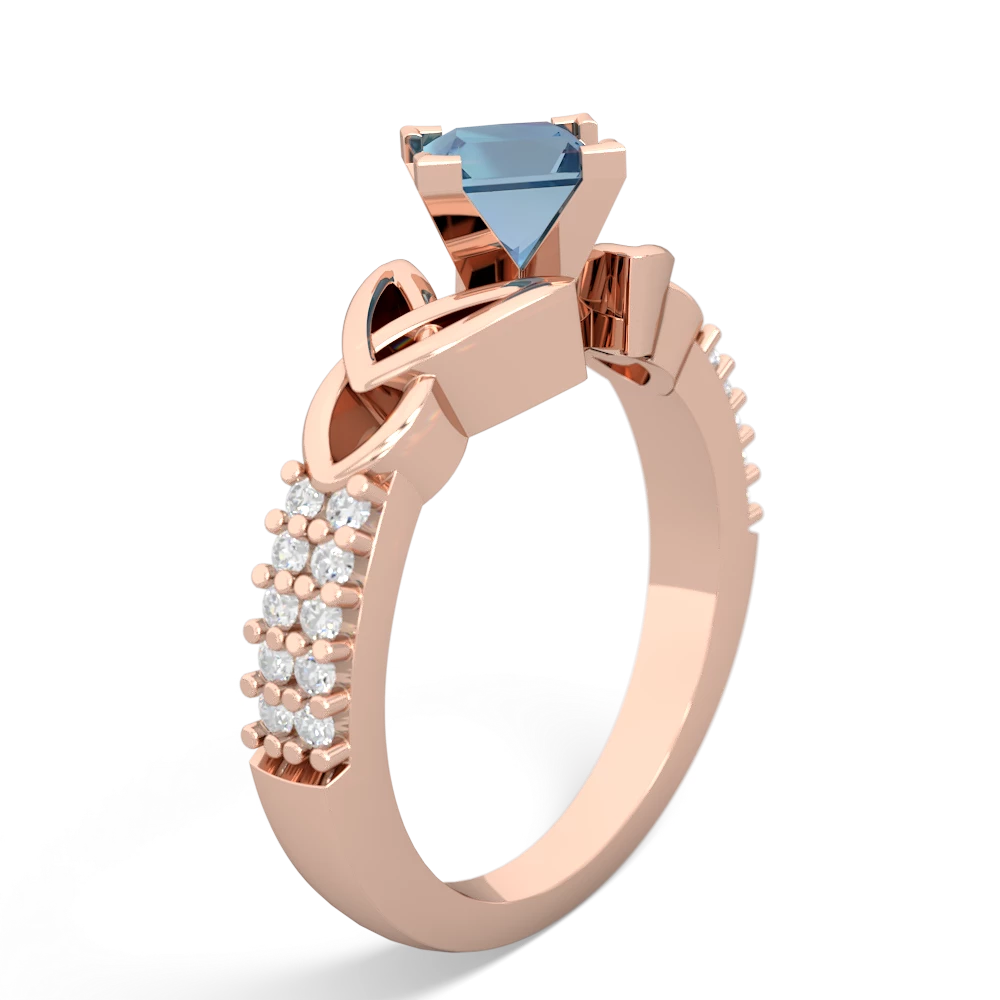 Blue Topaz Celtic Knot 5Mm Square Engagement 14K Rose Gold ring R26445SQ